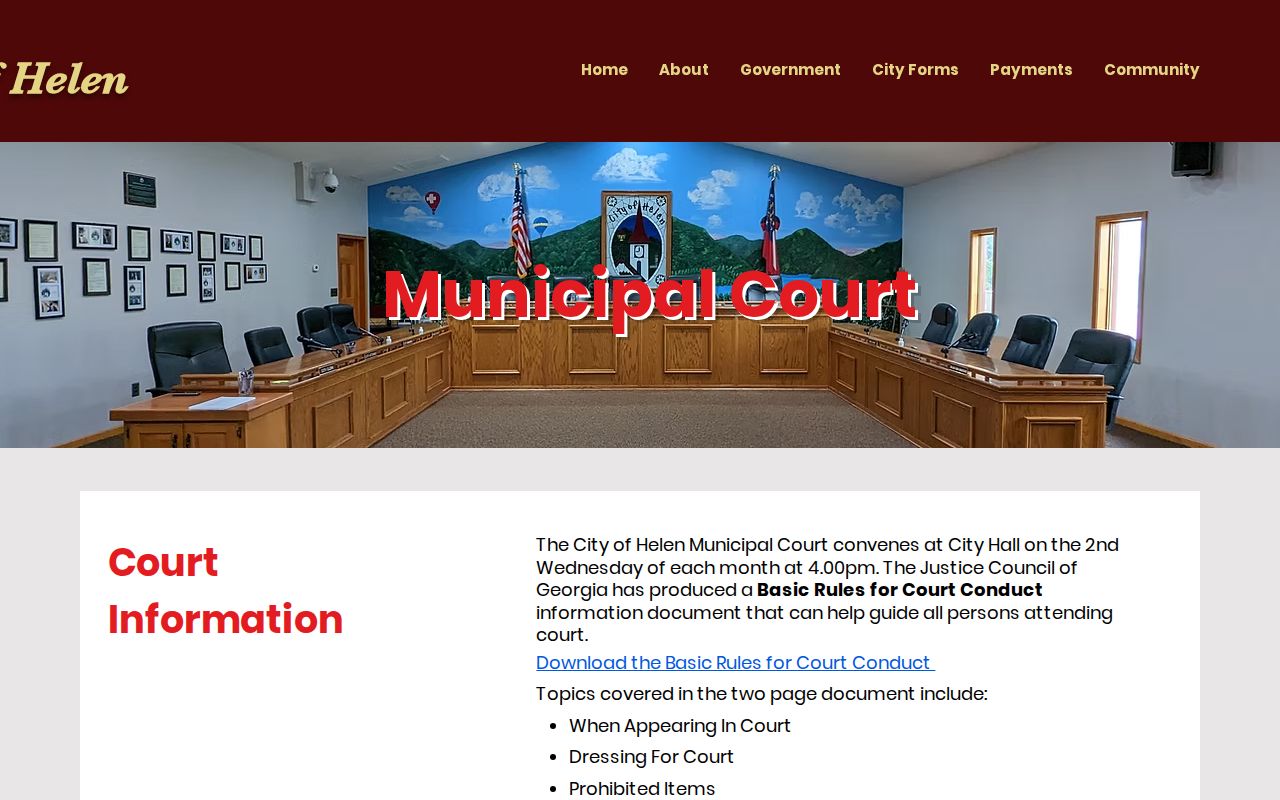 Helen Municipal Court source for Helen court docket session information
