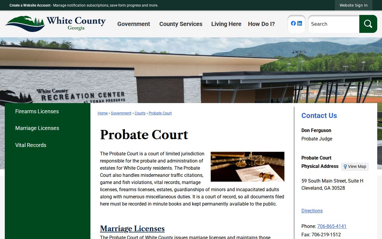 White County Probate Court official page