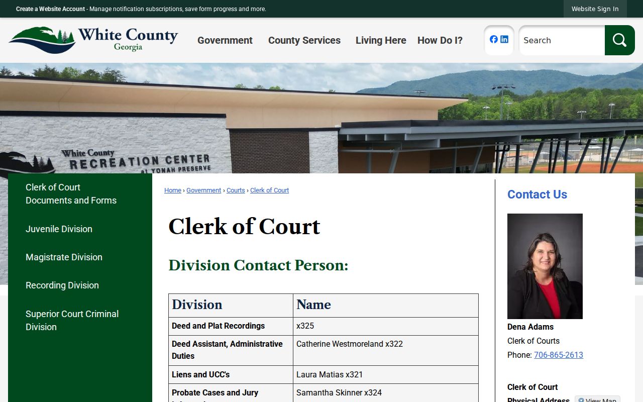 White County Clerk of Court page