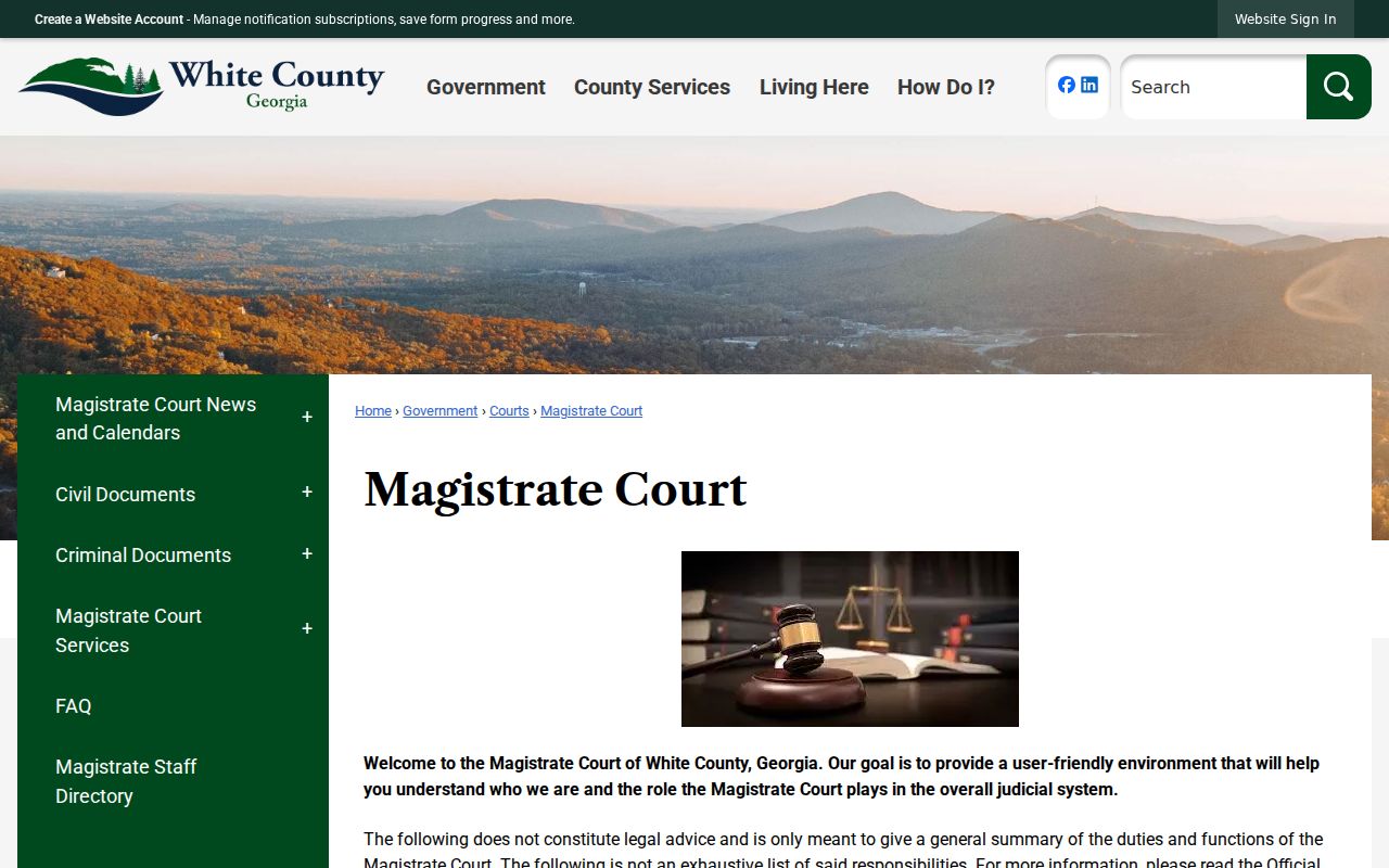 White County Magistrate Court official page