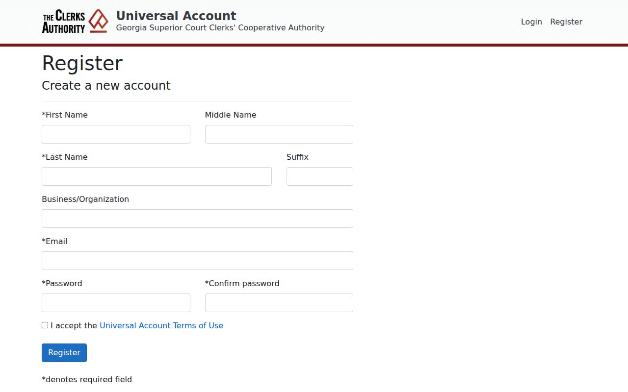 White County court document GSCCCA account registration