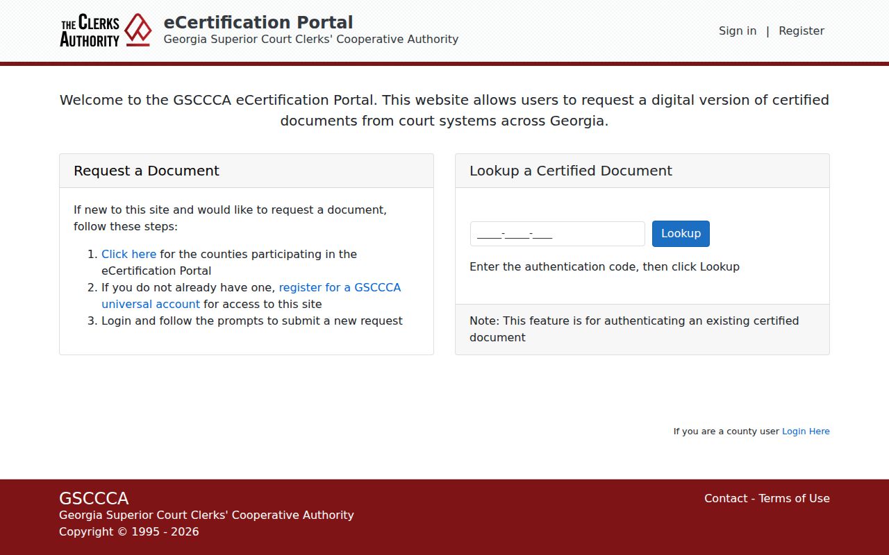 White County certified court document request and lookup