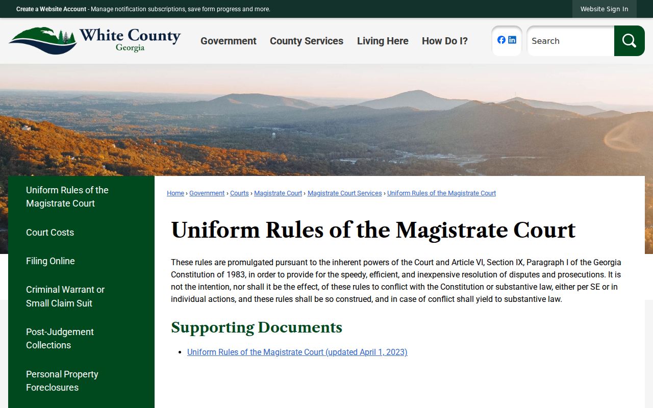 White County civil court docket Magistrate rules