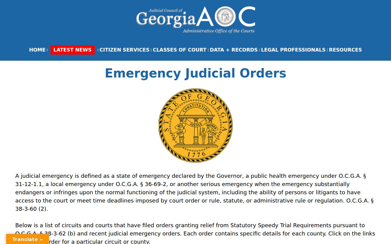 Georgia emergency orders affecting White County court schedules