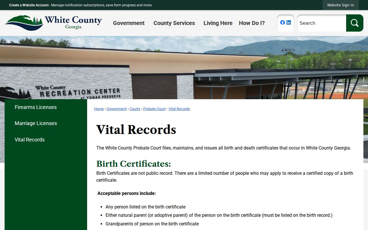 White County Probate and vital court-related records access
